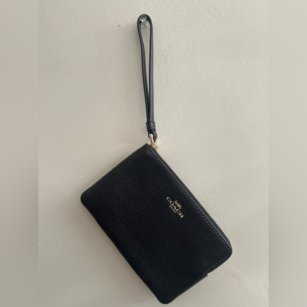 Coach Black Pebbled Leather Wristlet